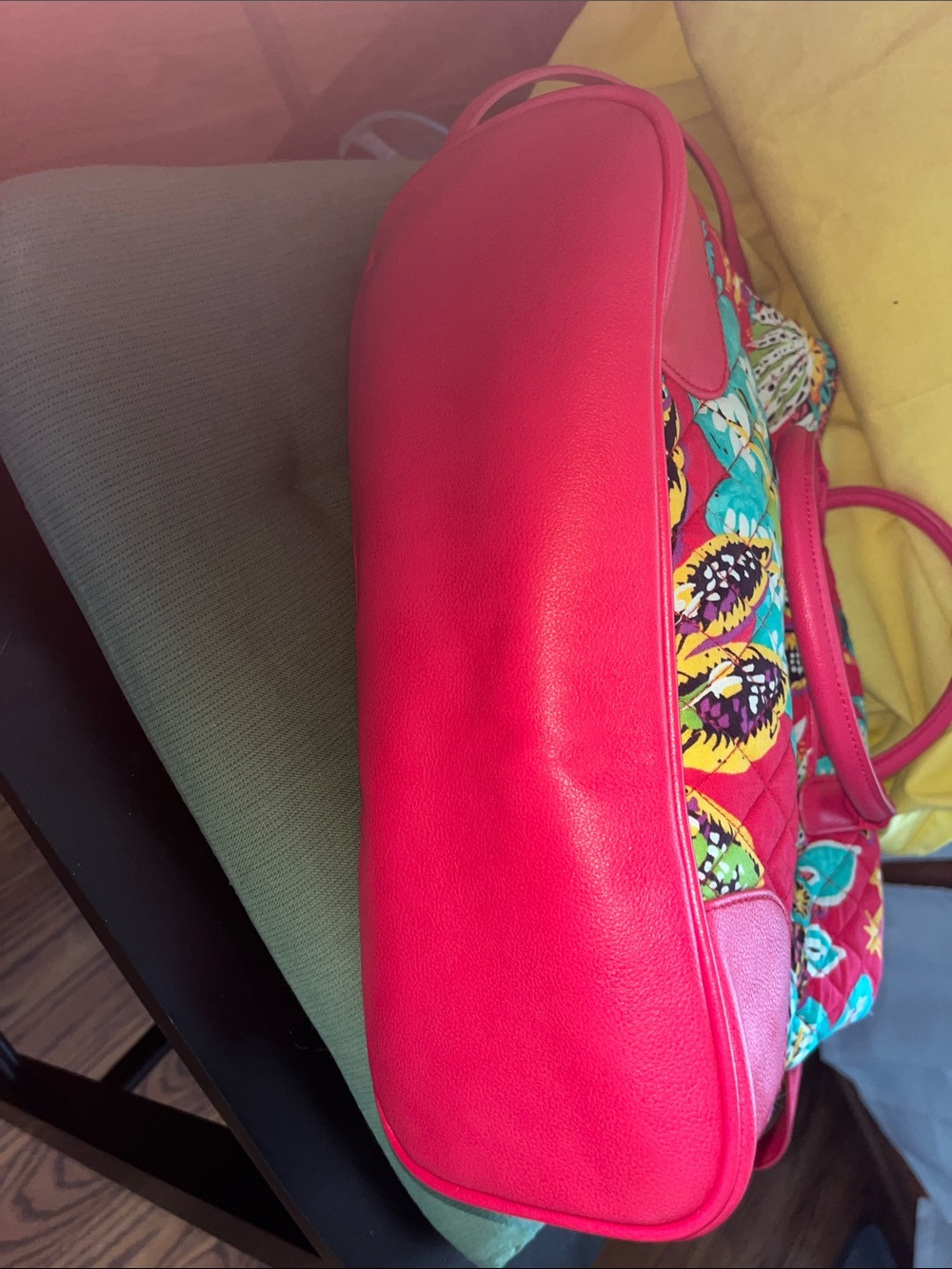 Vera Bradley Hot Pink Quilted Floral Tote with Teal & Yellow Accents NWOT - Picture 4 of 4
